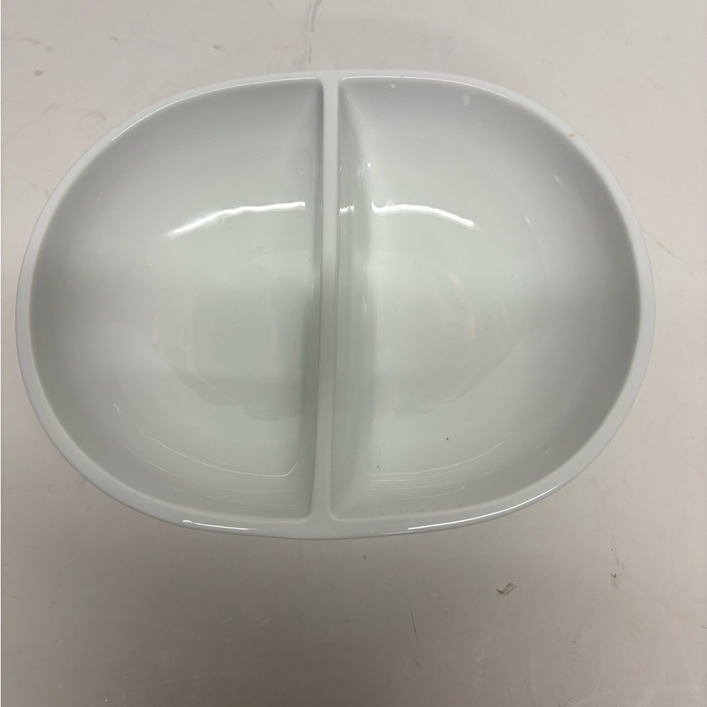 Crate & Barrel White Ceramic Divided Serving Bowl - Home Dining - Picture 4 of 6